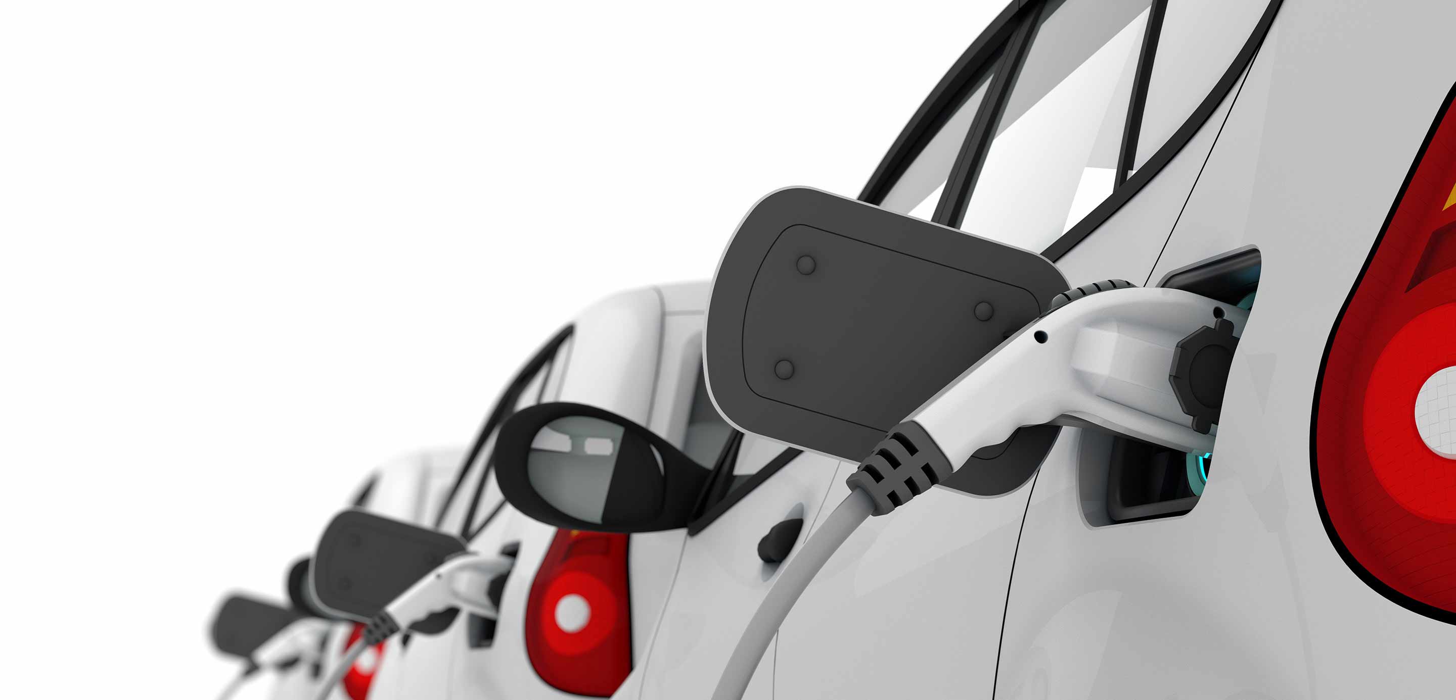 Rows of electric cars charging Rows of electric cars charging