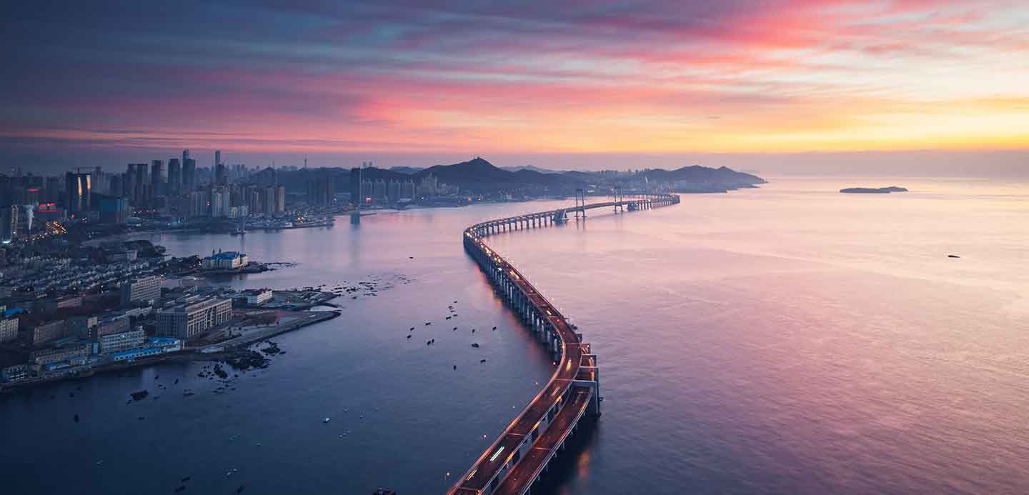 Aerial photo of a seaside bridge Aerial photo of a seaside bridge