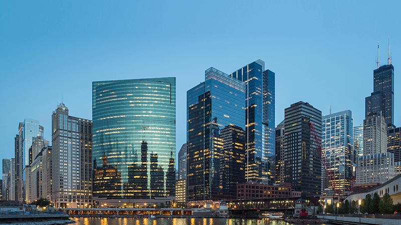 urban cityscape at dusk