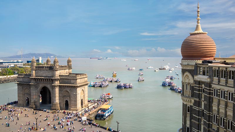 International banking in India : Aerial view of the gateway of Mumbai International banking in India : Aerial view of the gateway of Mumbai