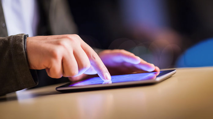 Person using a tablet phone